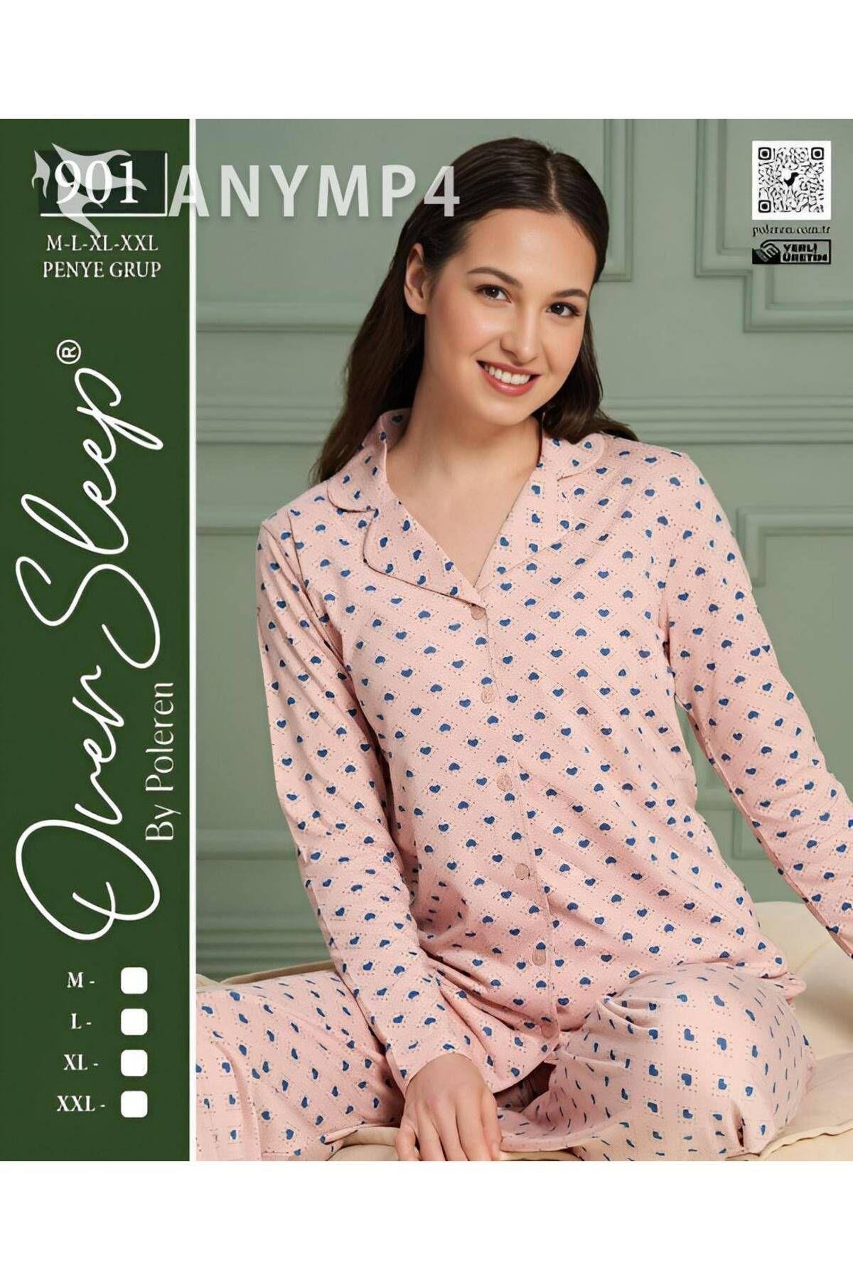 Kadın Over Sleep Uzun Kollu Poleren Pijama Takımı