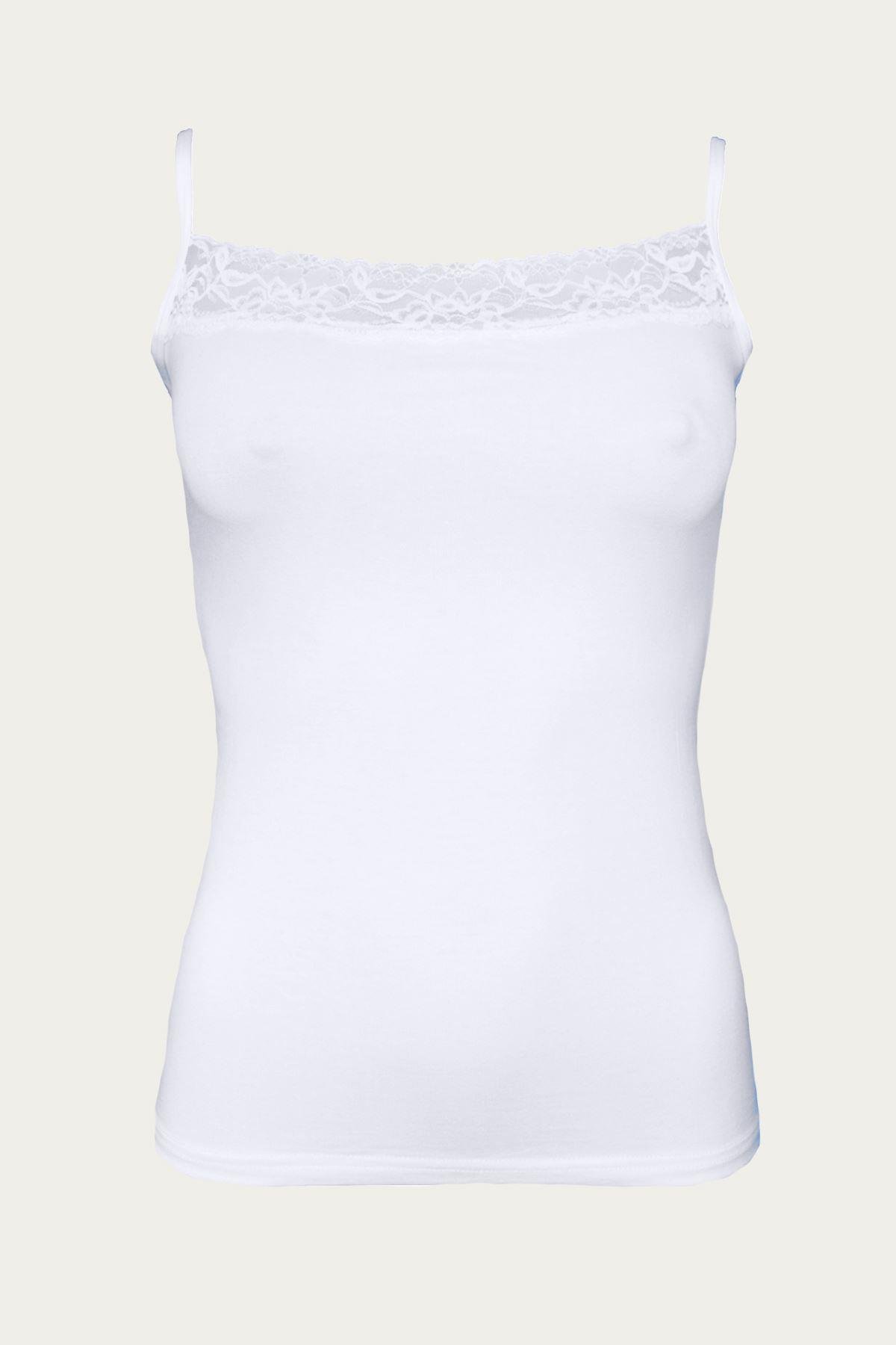 Kadın Siyah Ip Askılı Dantelli Modal Body 1045