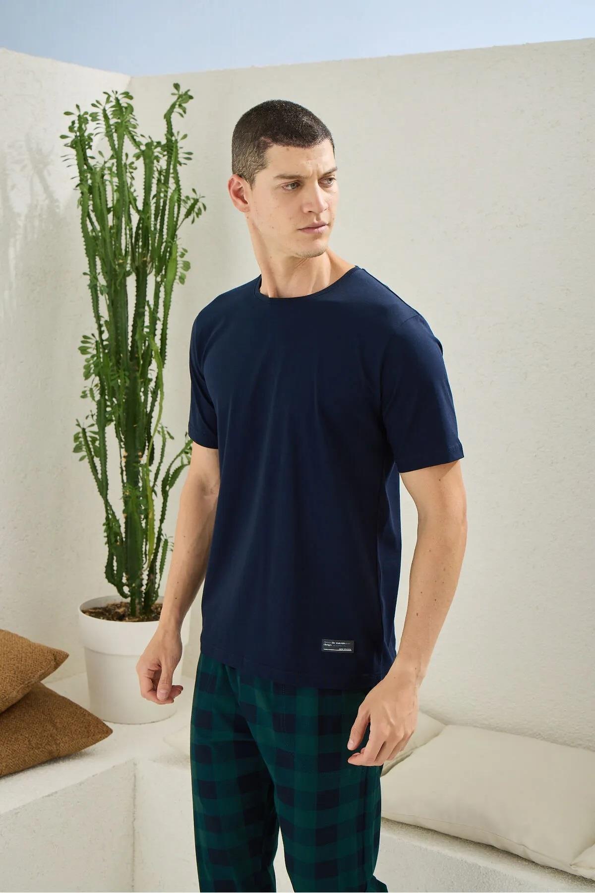 KLY O Yaka Ekoseli Pijama Takımı 2098