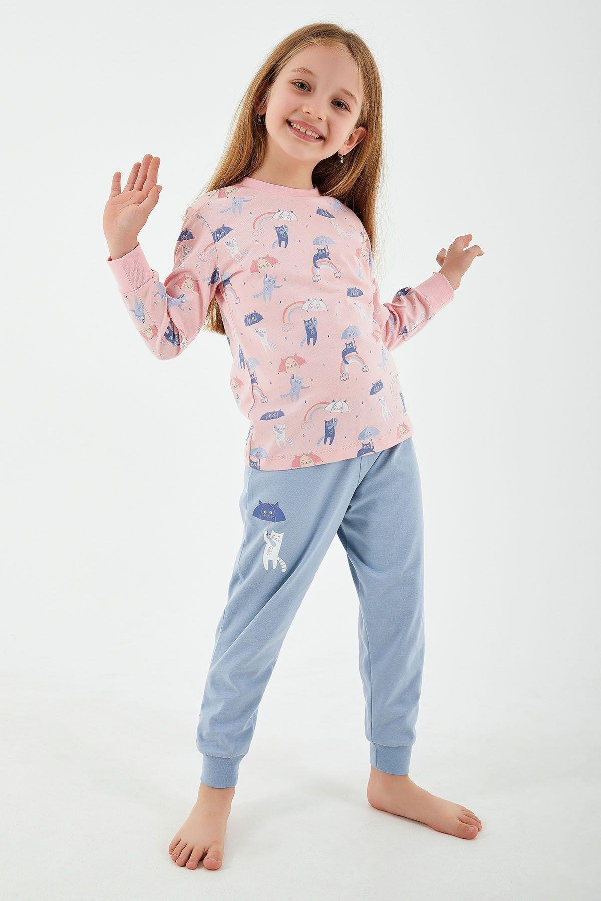 Rolypoly Rainbow Pembe Kız Çocuk Uzun Kol Pijama Takım
