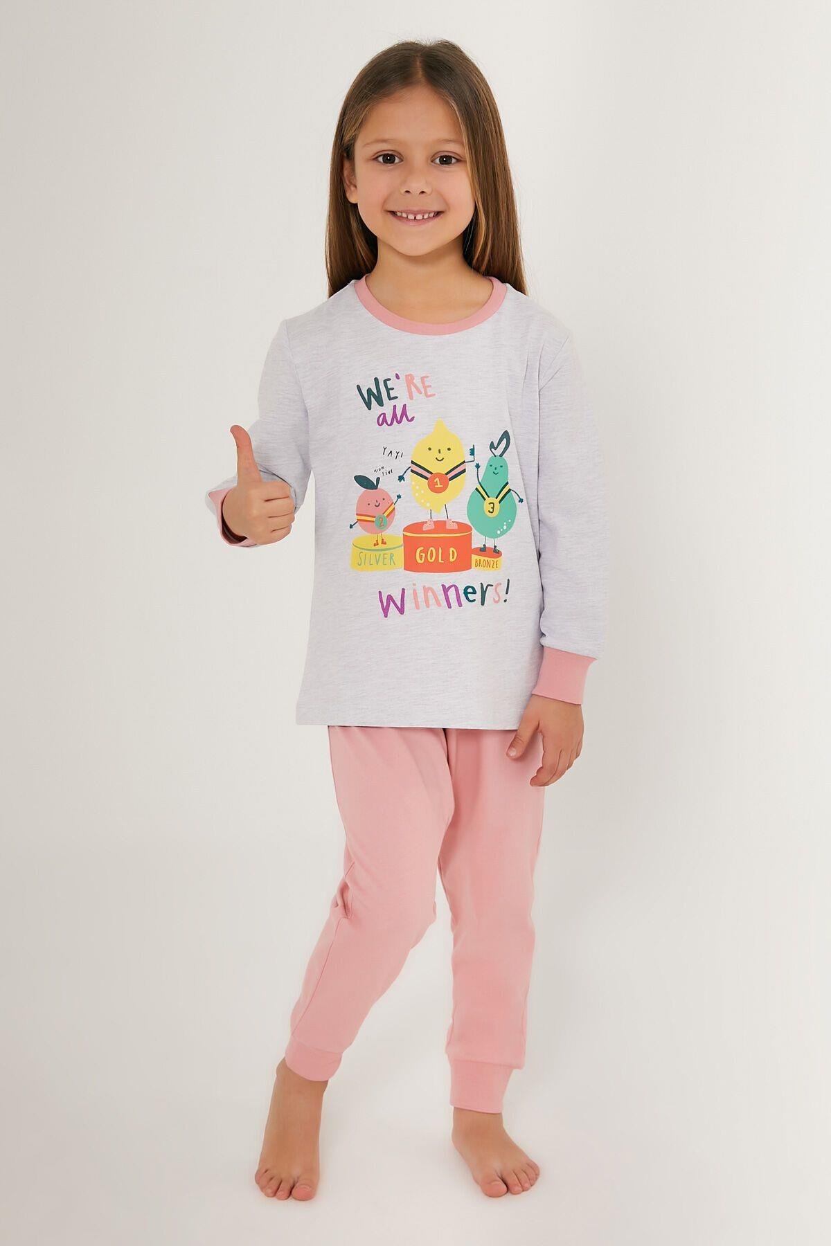 Winner Gri Kız Çocuk Uzun Kol Pijama Takım