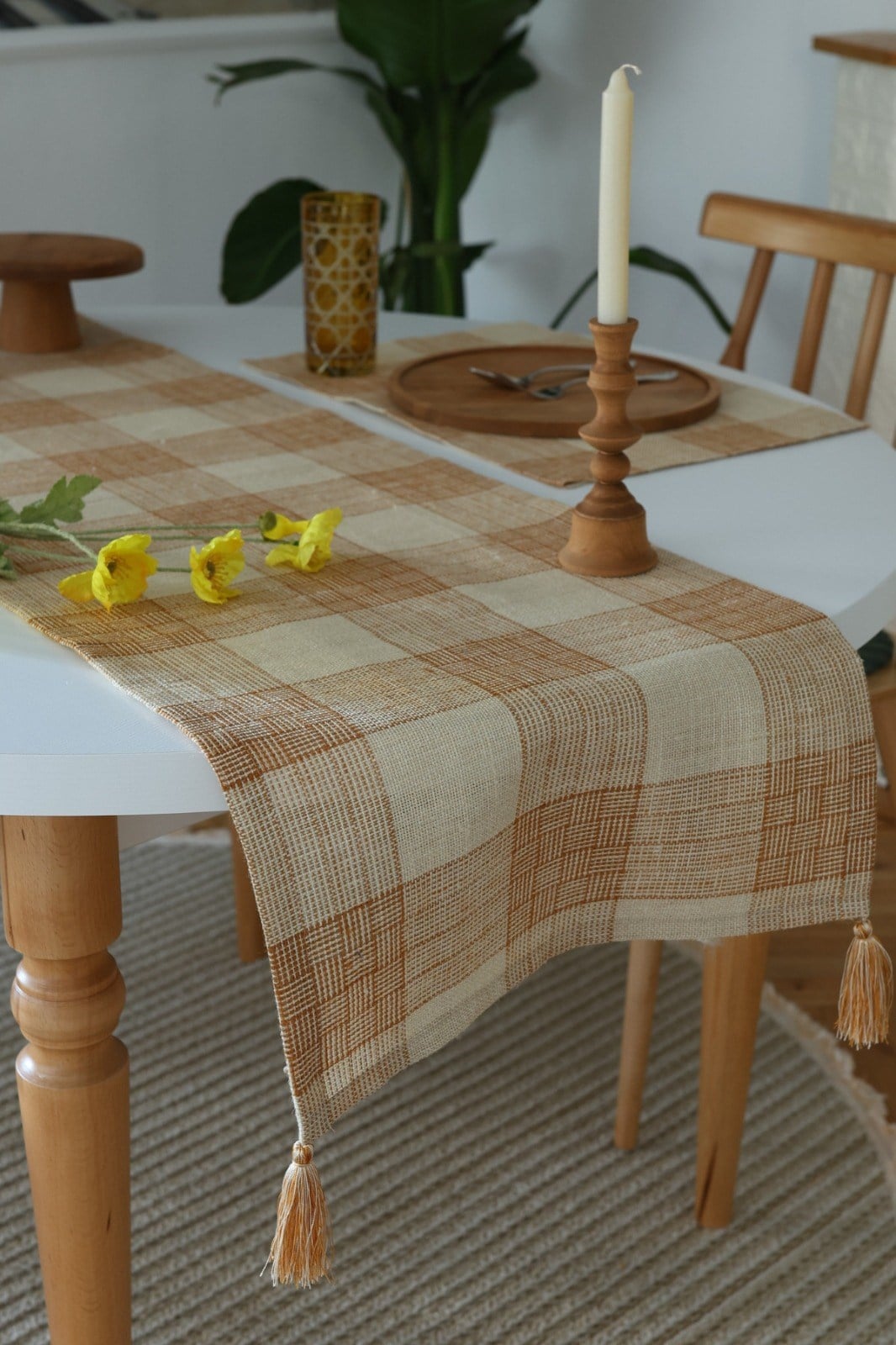 Juta Tarçın Jüt Kumaş Püsküllü Runner 40x140 Cm