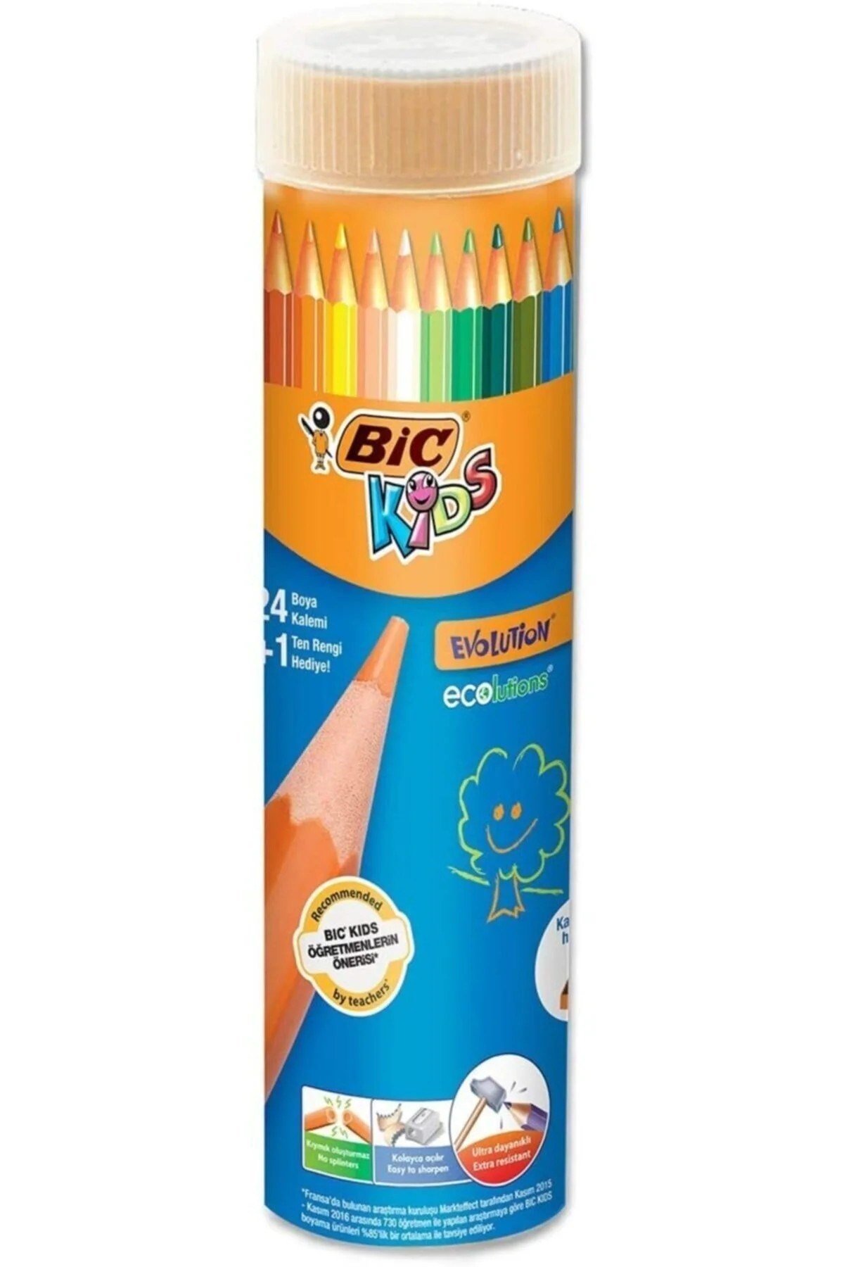 Bic Kids 24 Renk Boya Kalemi +1 Ten Rengi ve Kalemtıraş Hediyeli