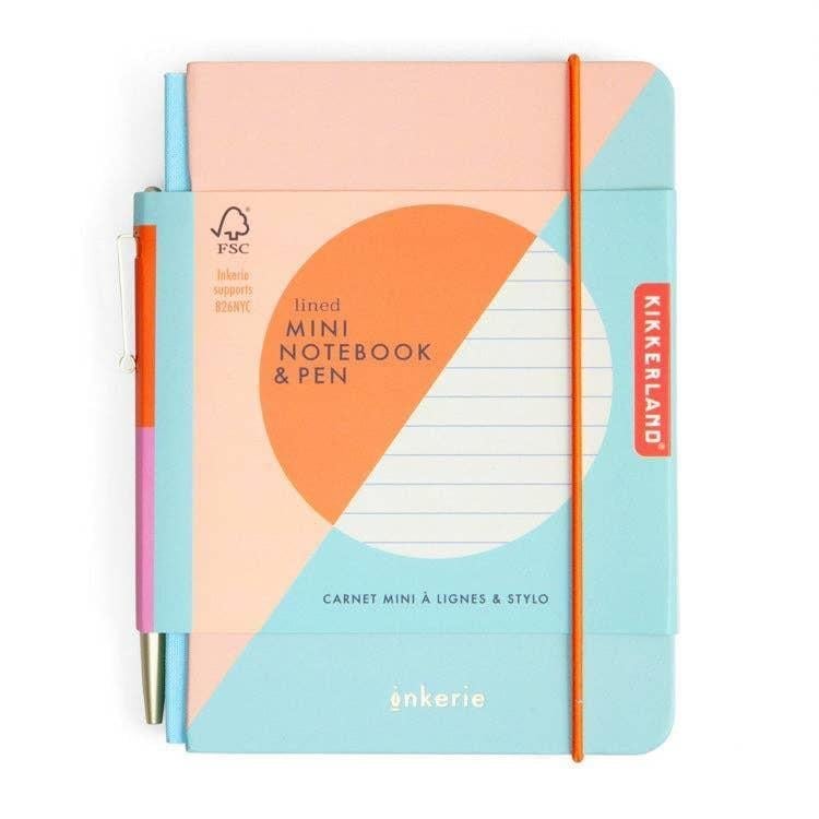 Kikkerland İnkerie Çizgili Mini Defter ve Kalem Seti
