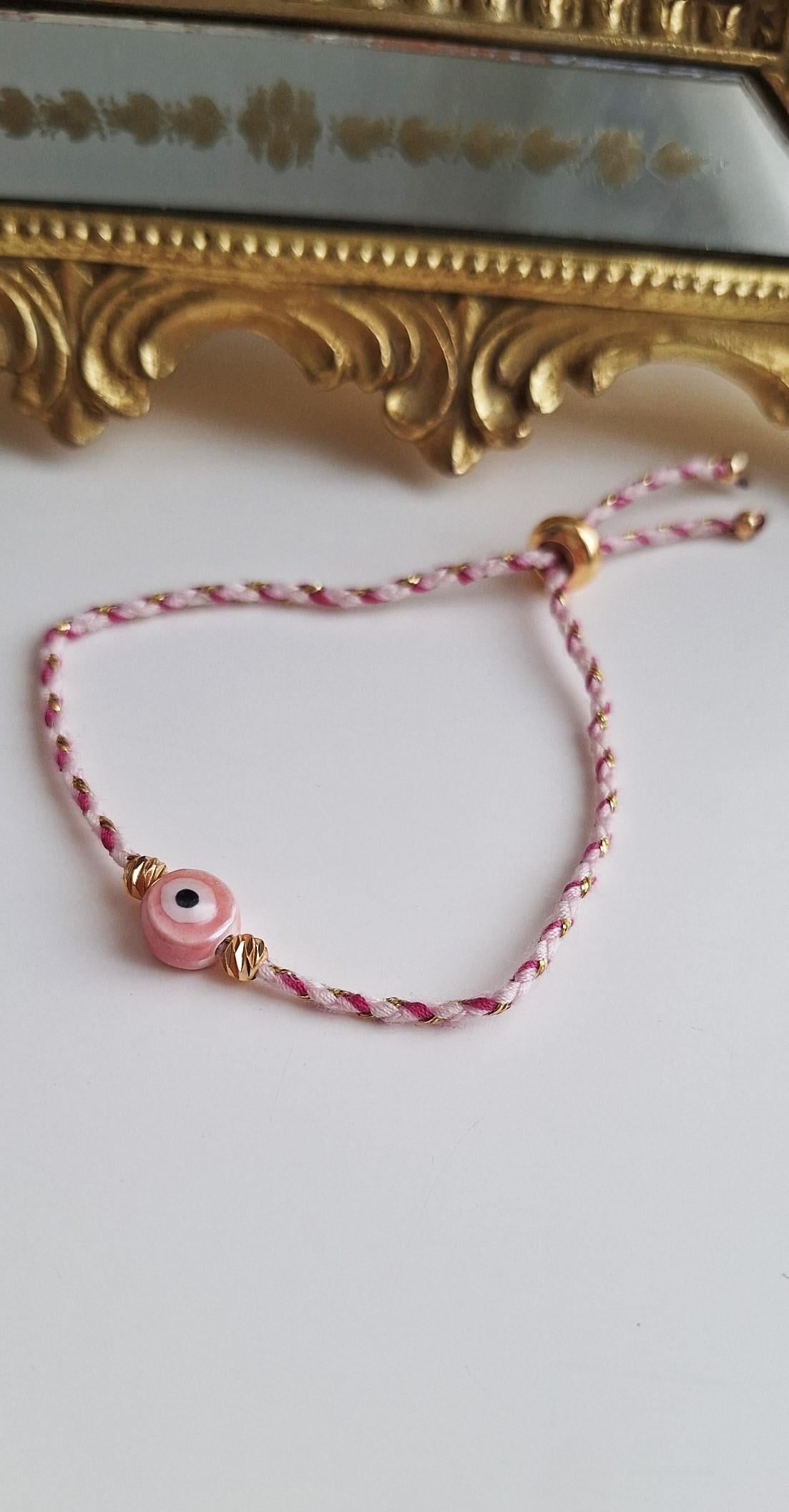 Hediyelik Pembe Nazar Boncuklu Şık Bileklik