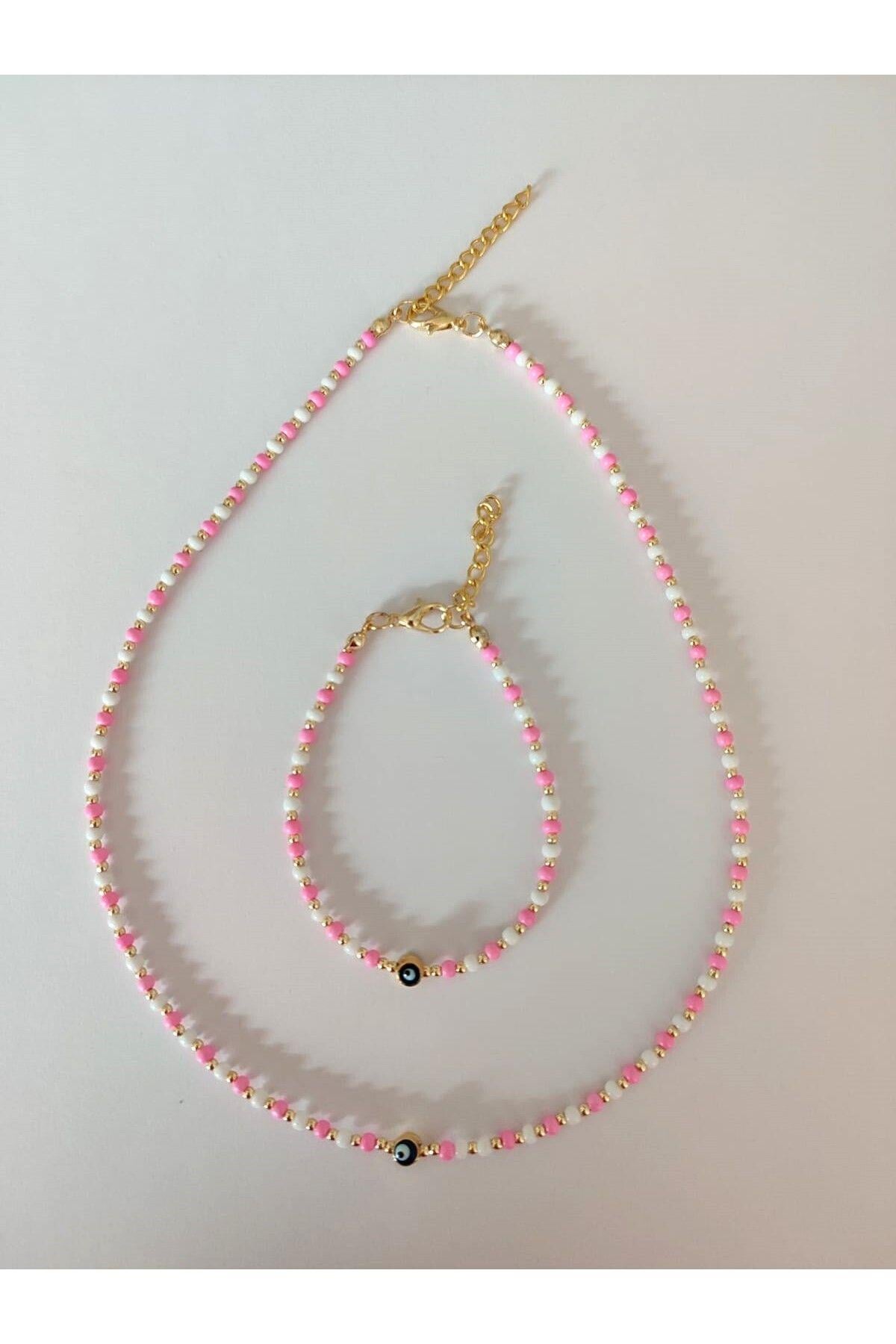 Pembe Boncuk Takı Seti
