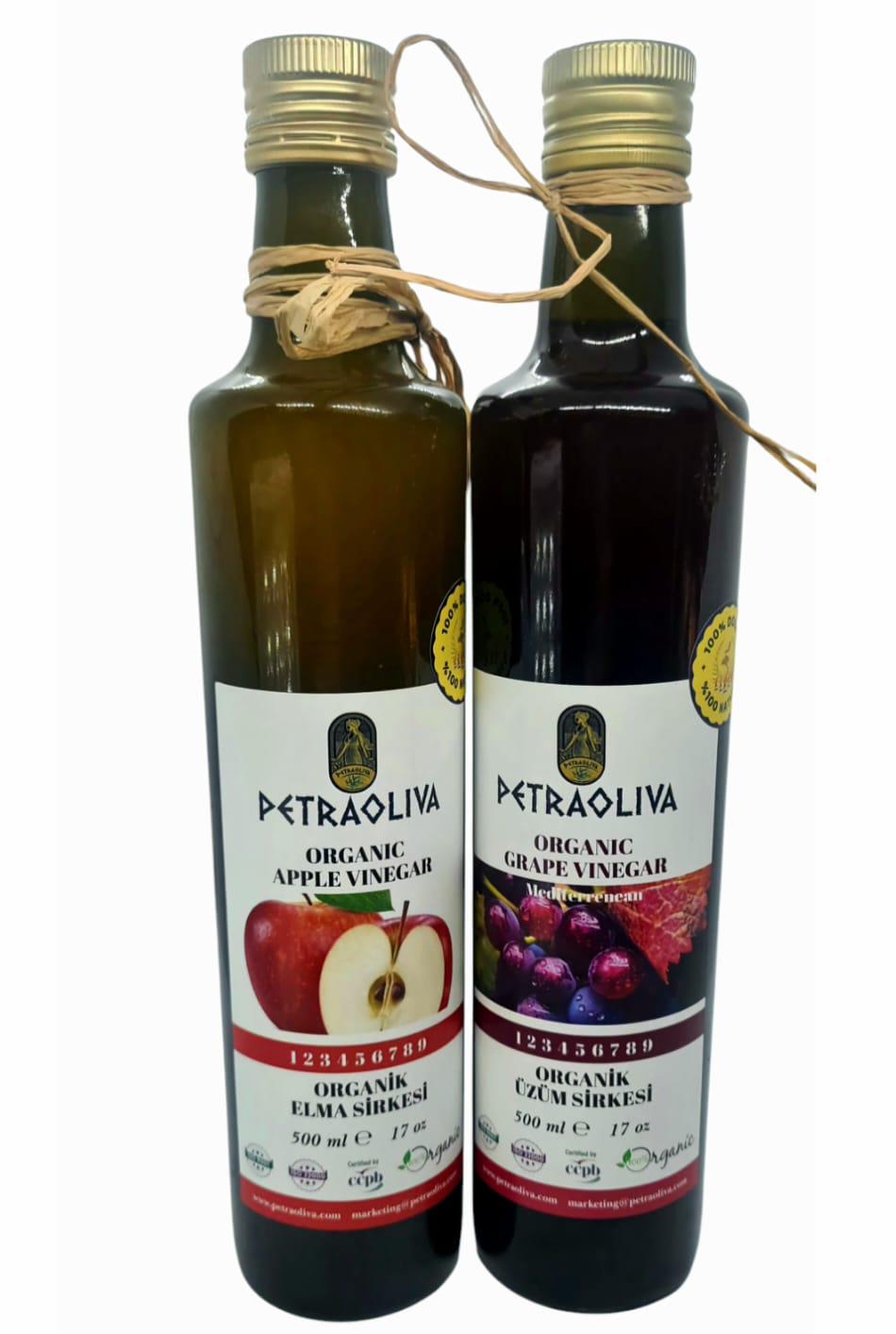 Fermenteli Organik Üzüm ve Elma Sirkesi 500mlx2