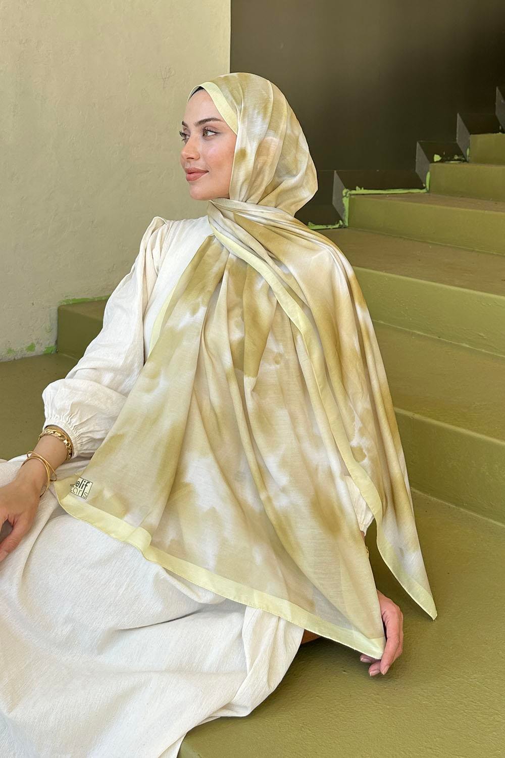 Batik Desen Soft Şal Sarı