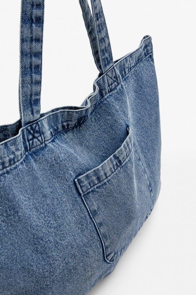 Büyük Denim Tote Çanta Kot Mavisi