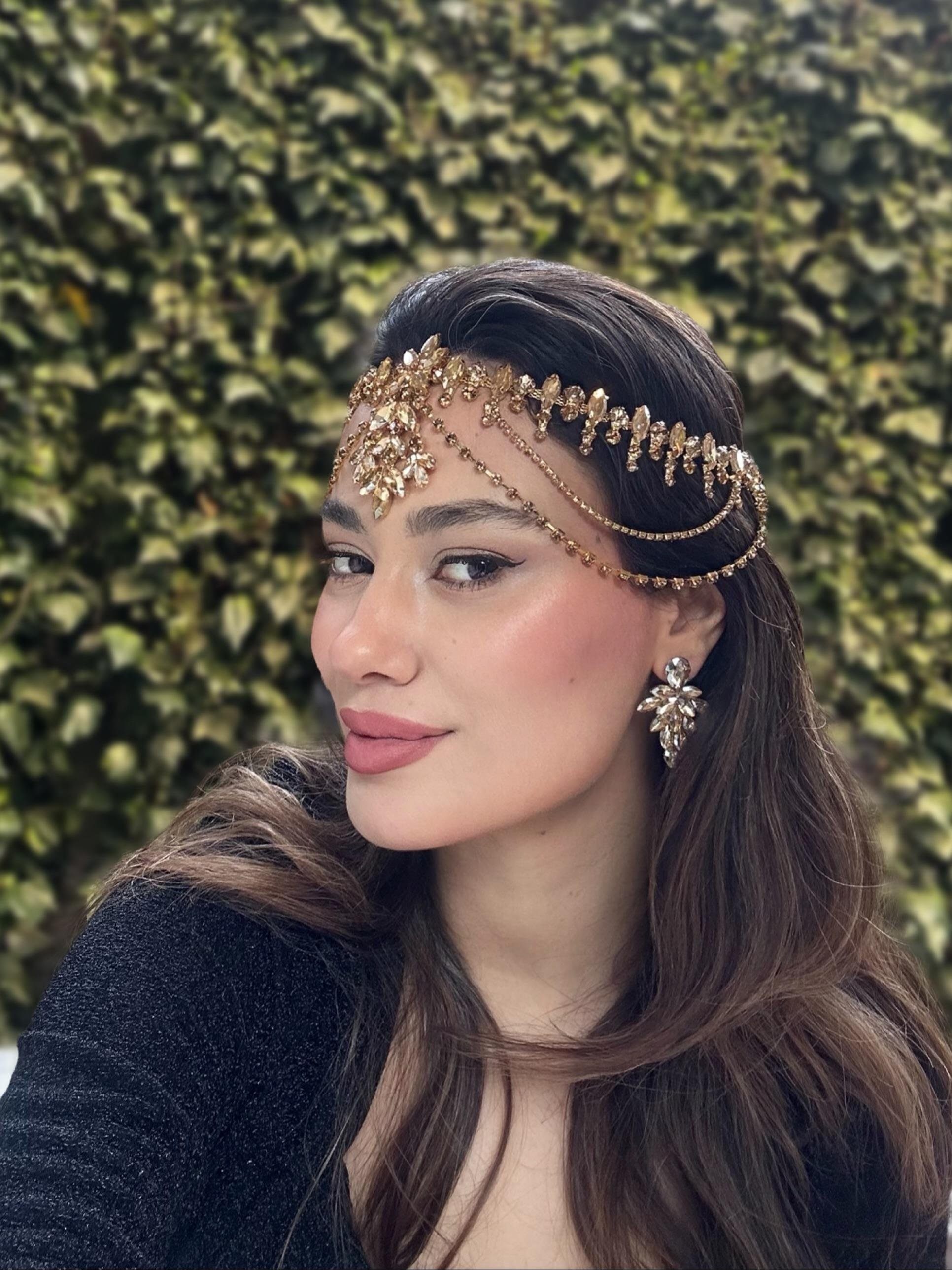 Ala Model Gold Alınlık ve Küpesi