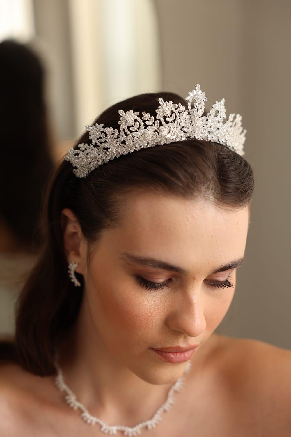 Daniela Model Zirkon Taşlı Gelin Tacı