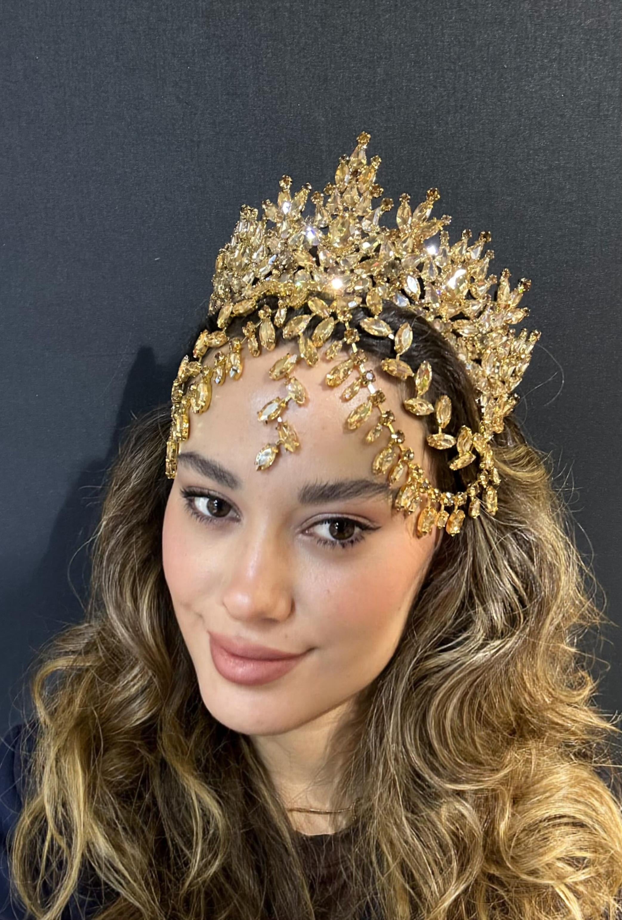 Sultan Model Gold Alınlık ve Küpesi