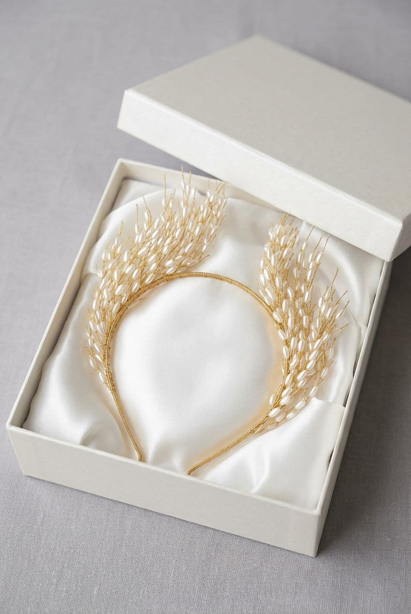 Whely Model Gold Tasarım Gelin Tacı