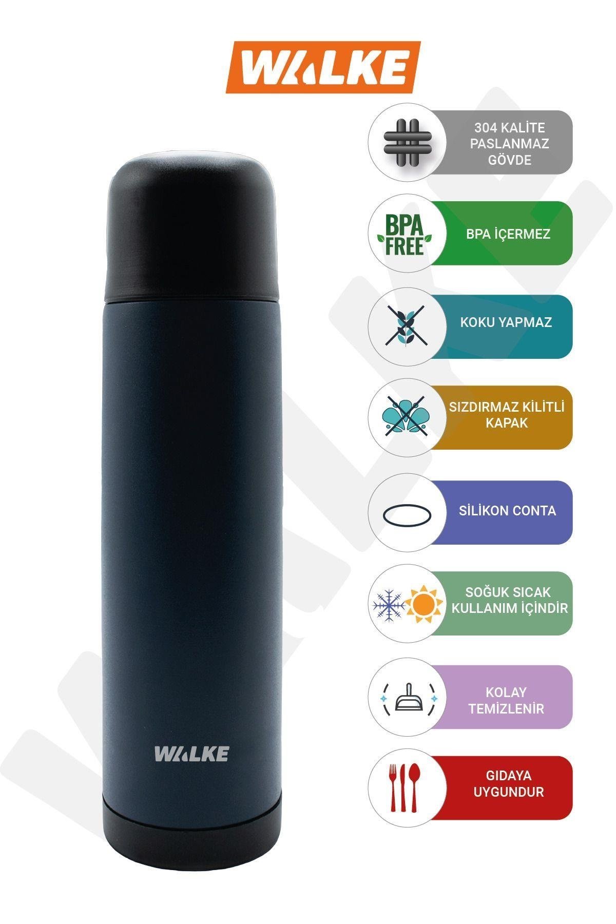 Walke Premium 750 ml Çift Katmanlı Paslanmaz Çelik Termos Bardaklı 0,75 ml