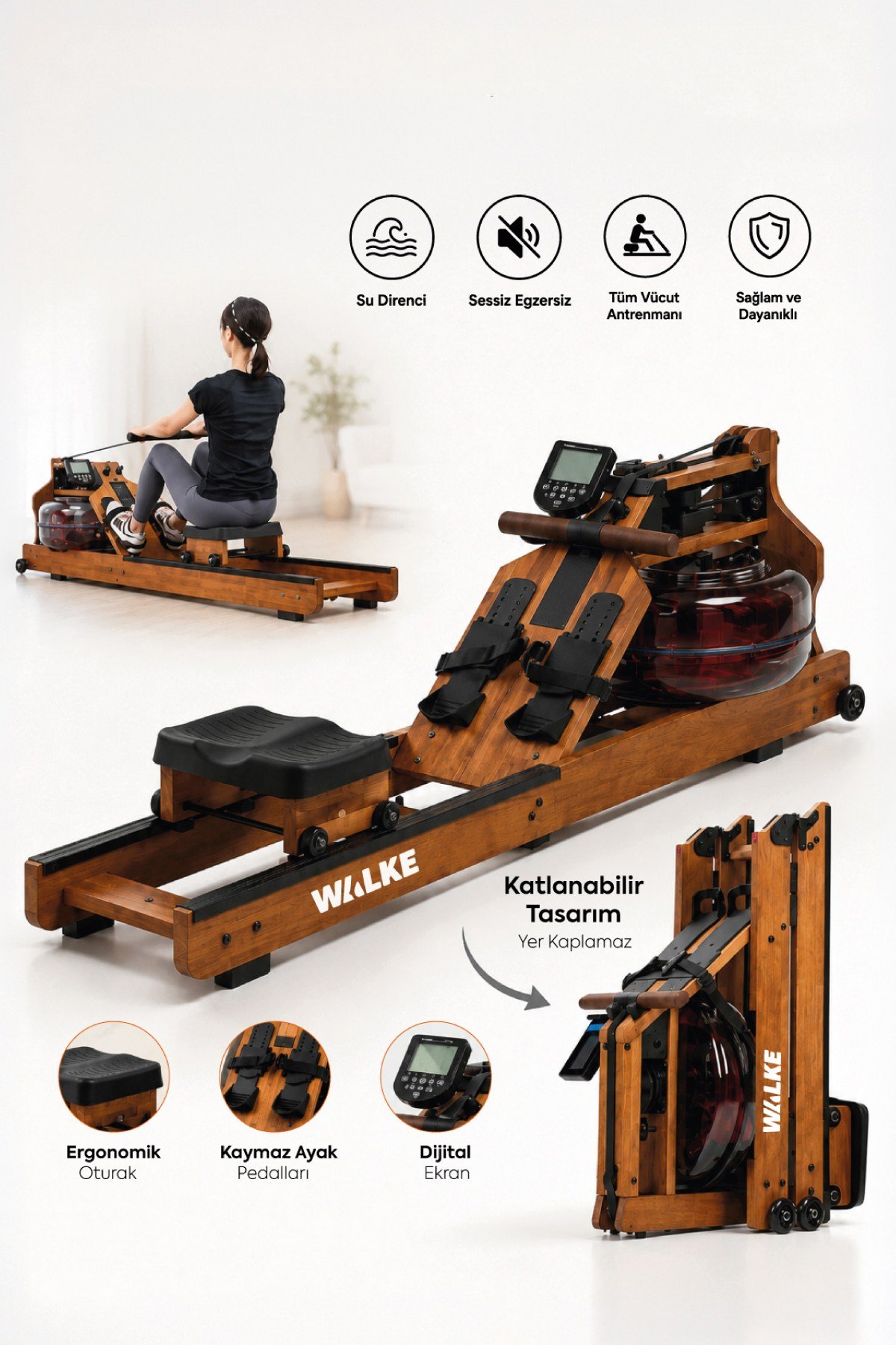 Walke Premium AquaRow Pro Katlanabilir Su Dirençli Kürek Çekme Aleti Kondisyon Küreği