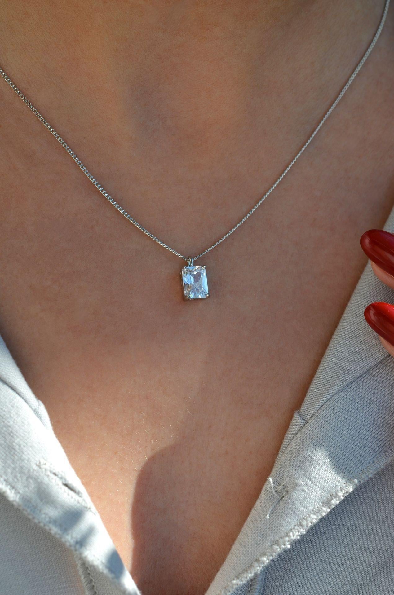 Baget Tektaş Kolye Zirkon Kolye Baget Tektaş Gümüş Renkli