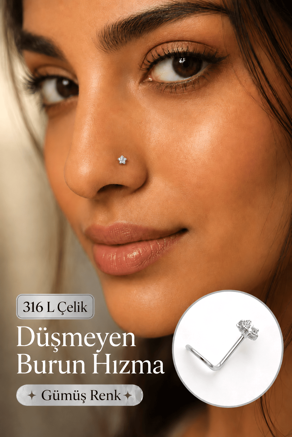 Çiçek Model Düşmeyen Kıvrımlı Çelik Burun Hızması