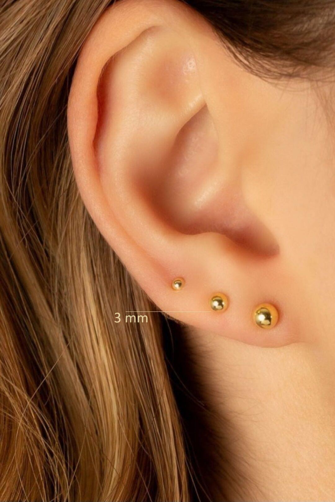 Gold Top Küpe 3 mm