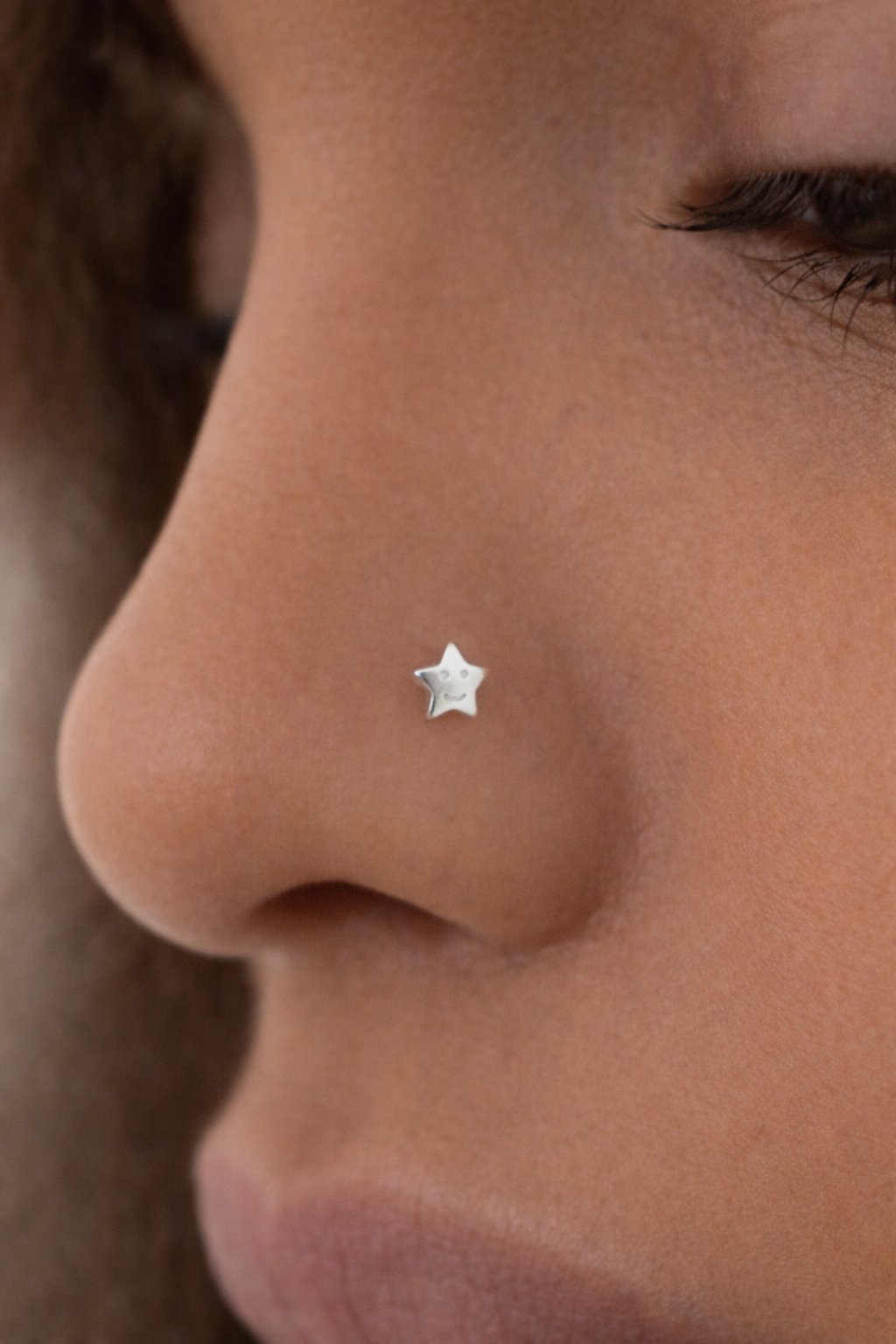 İthal 925 Ayar Smile Yıldızlı Gümüş Hızma Gülen Yüzlü Hızma