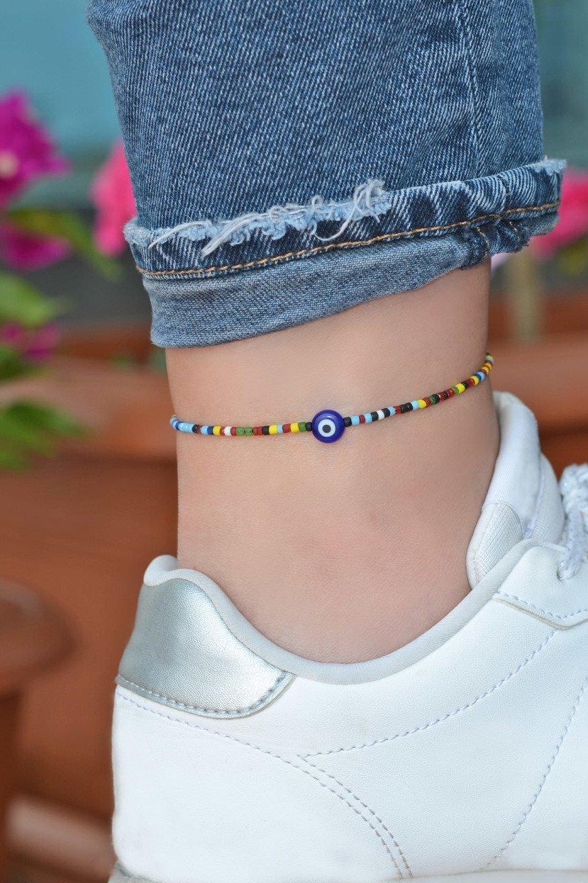 Küçük Nazar Boncuklu Renkli Halhal