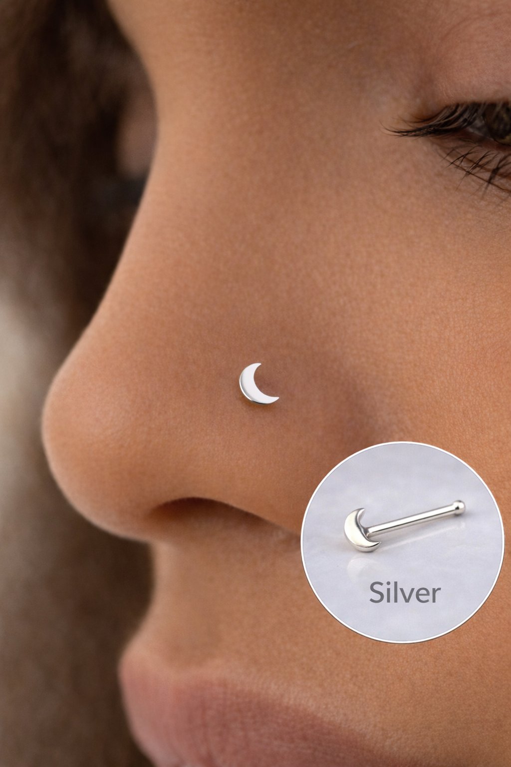 Mini Ay 316 L Çelik Hızma Gümüş Renk Hilal Ay