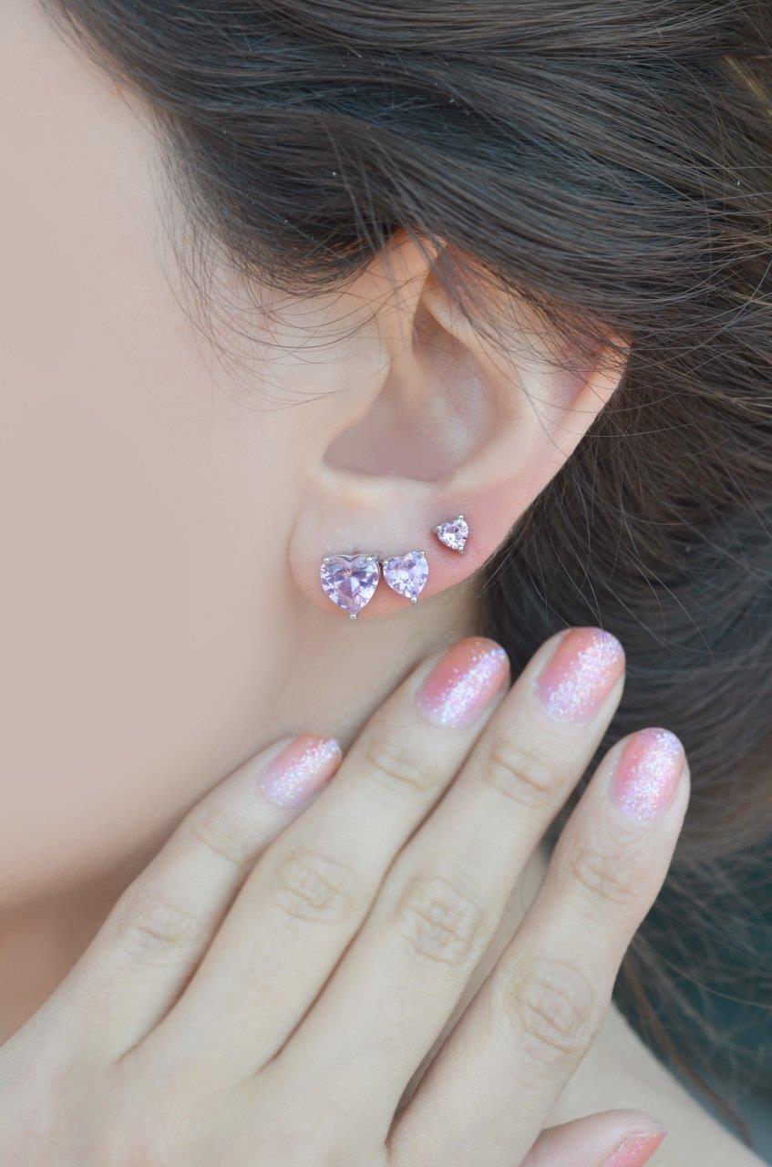 Pembe Kalpli Üçlü Küpe Seti Gold Rengi