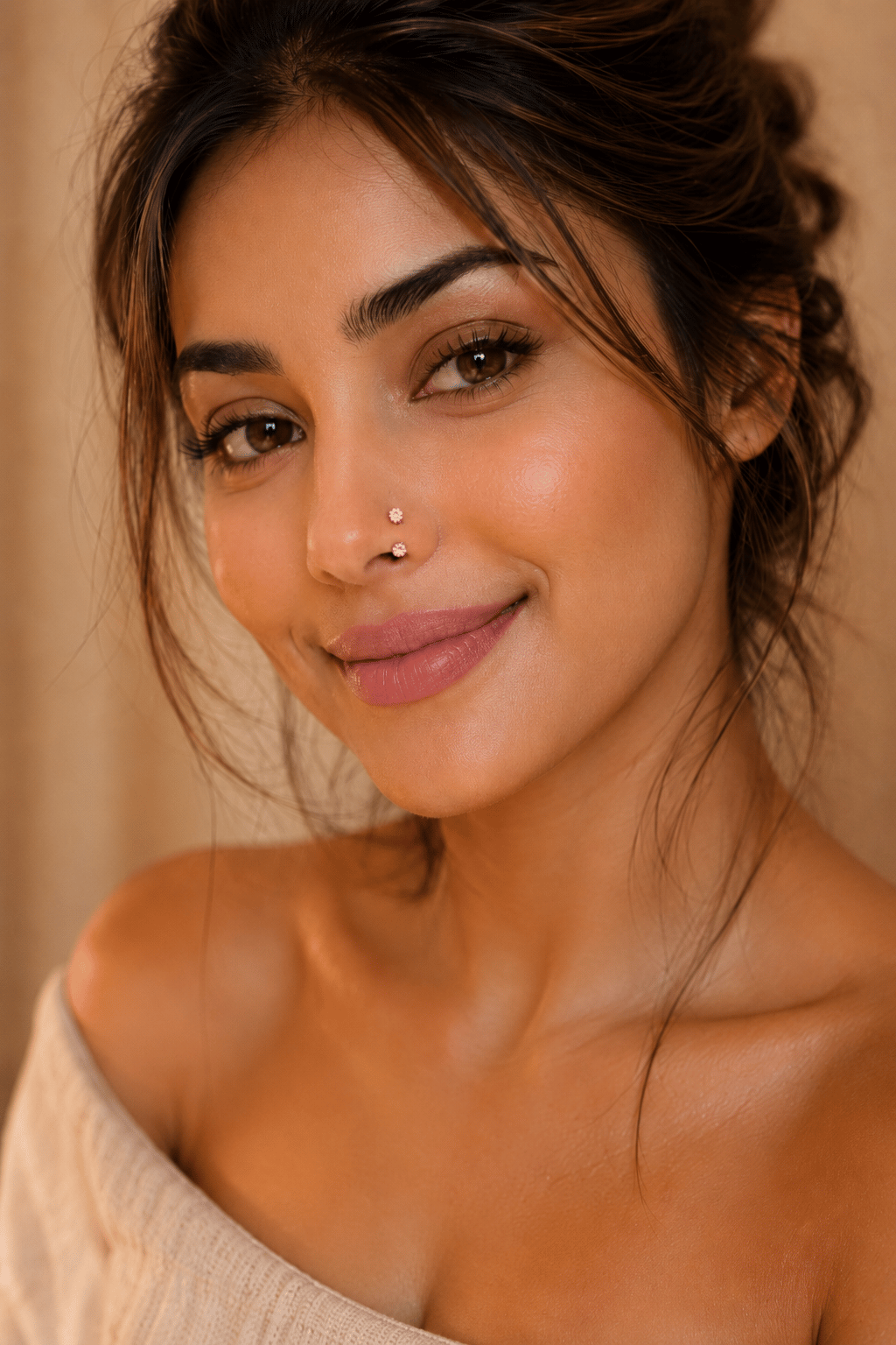 Pembe Taşlı Yarım Halka Piercing 316L Çelik Burun Hızması Helix Tragus