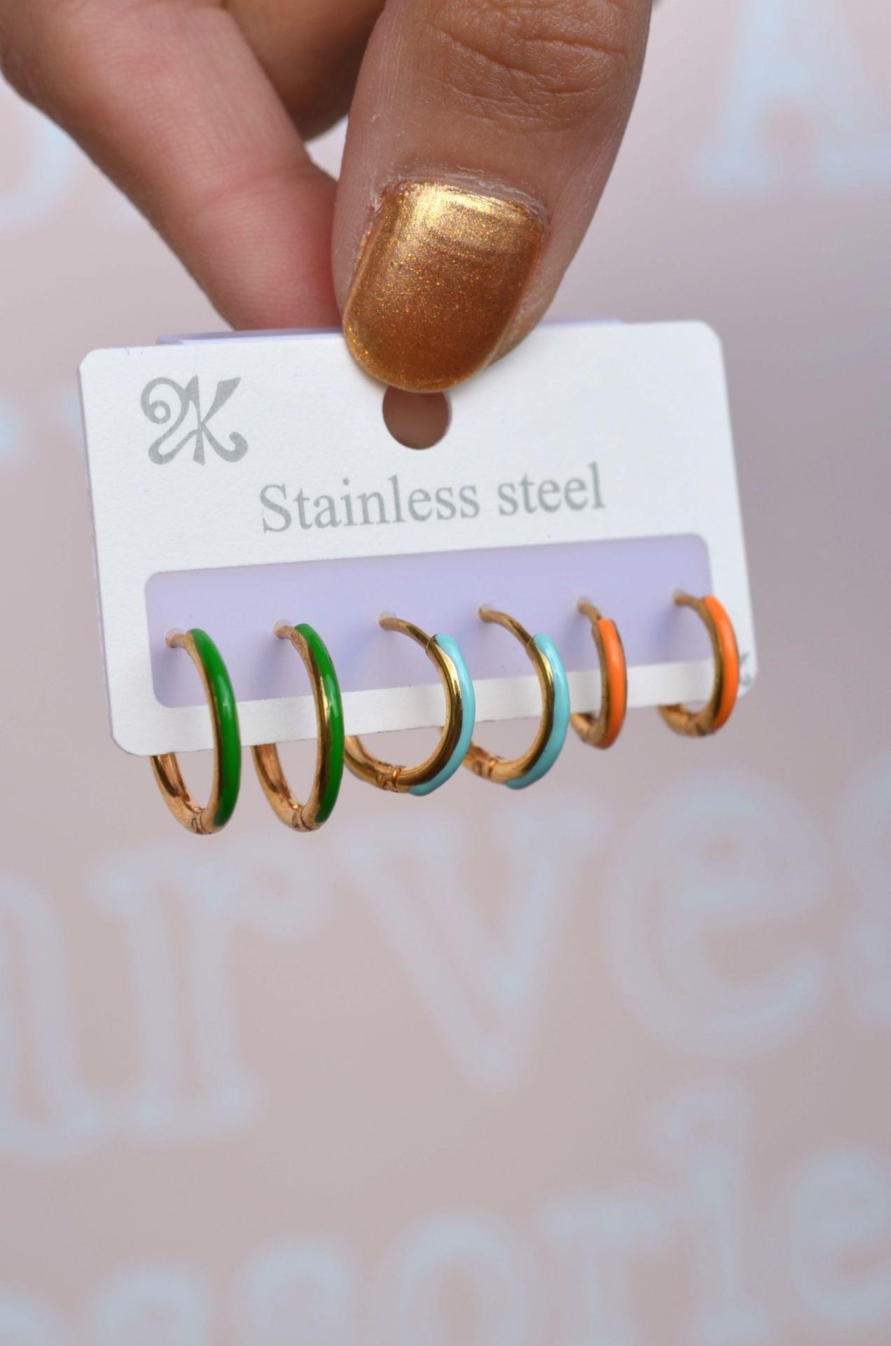 Renkli Çelik Küpe Seti 6 Parça