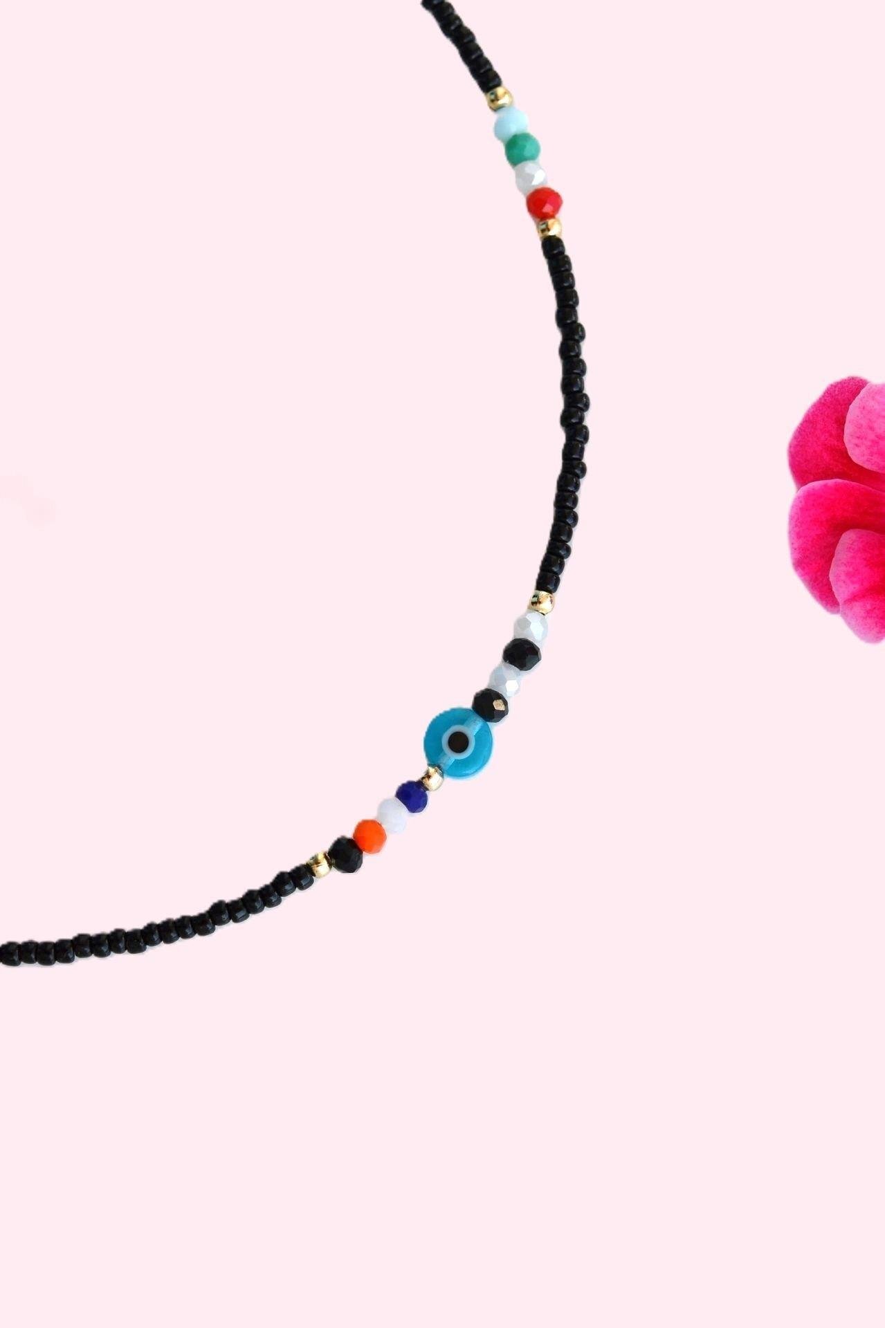 Siyah Kum Boncuklu Halhal Küçük Nazar Boncuklu Halhal