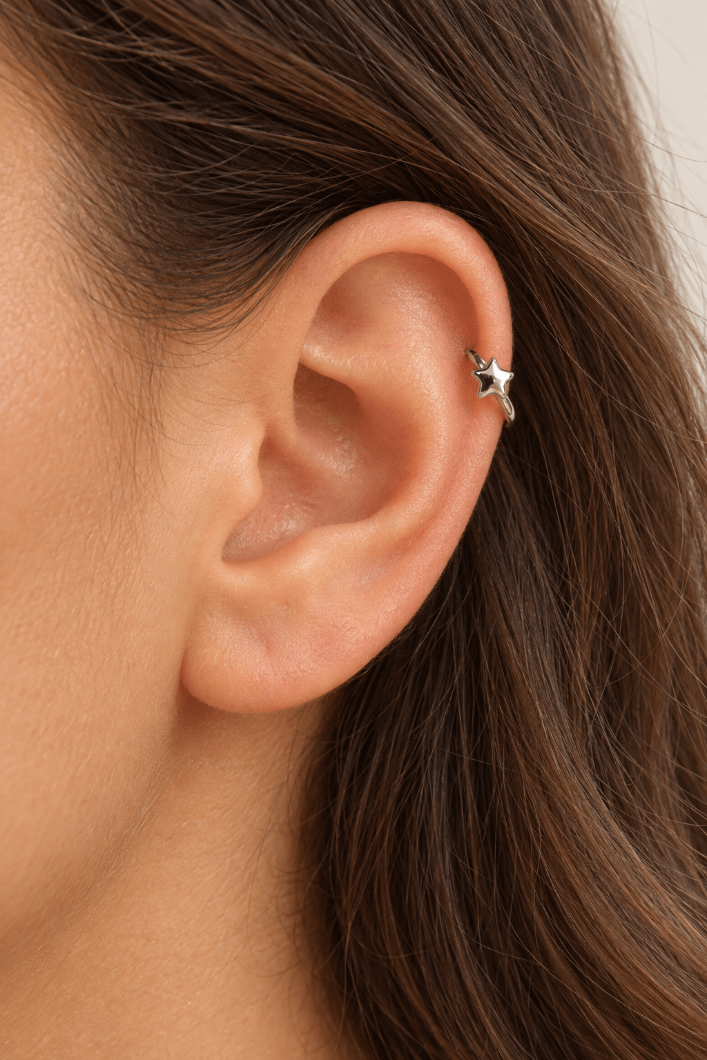 Yıldız Figürlü Halka Helix Piercing – 8 mm (Tek Adet)