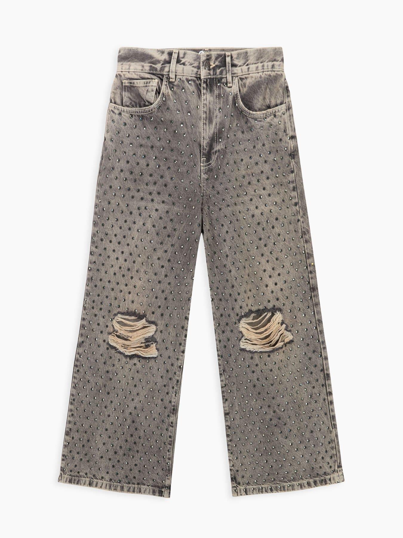 Yırtık Taşlı Denim