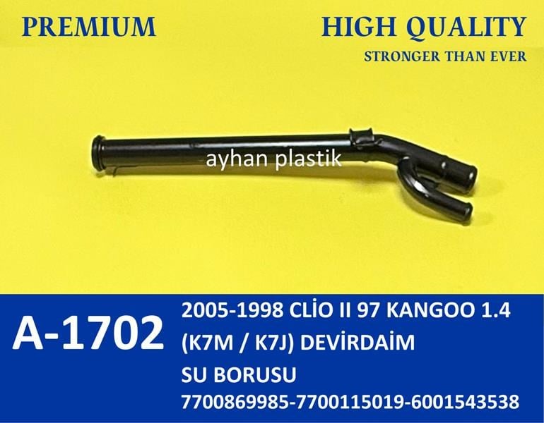 DEVİRDAİM BORUSU CLIO II 98-05 KANGOO 1.4 97- K7M / K7J - AYHAN - 7700869985-7700115019-6001543538