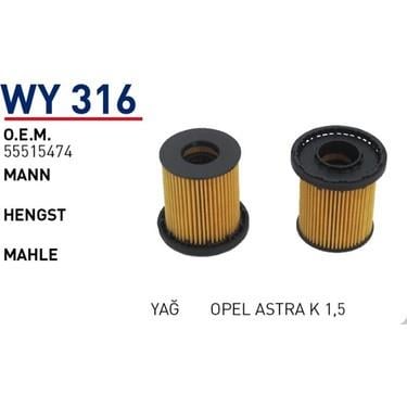 Opel Astra K 1.5 Dizel Yağ Filtresi Wunder Wy316