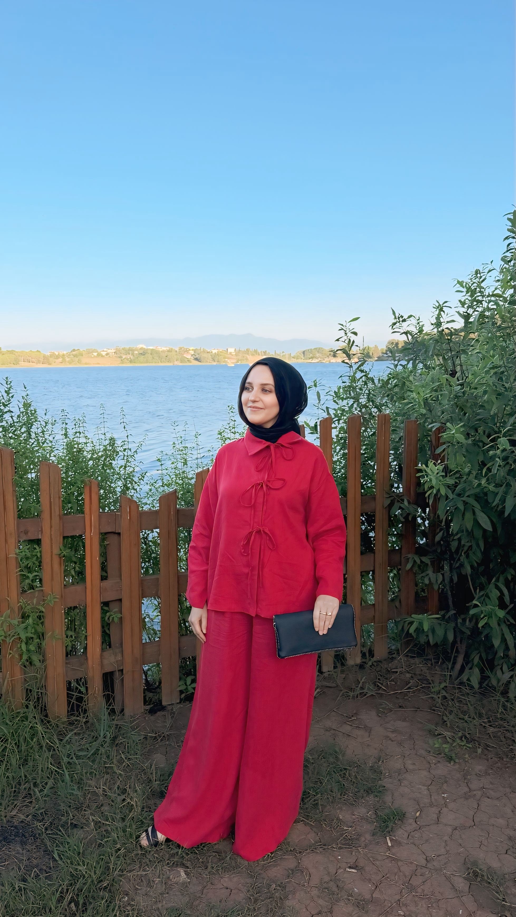 Bağlama Detaylı Keten Takım