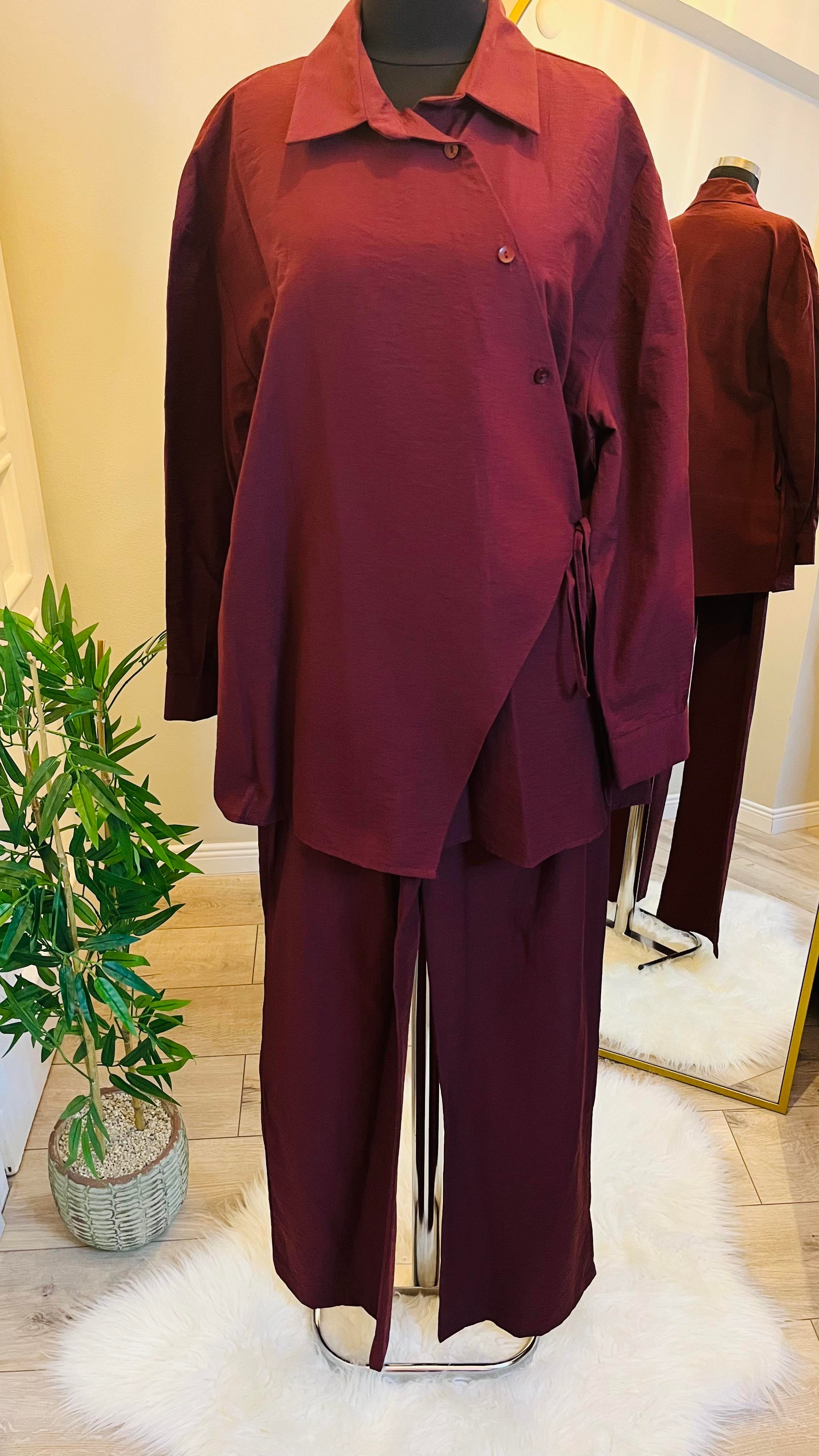 BAĞLAMALI KETEN TAKIM-BORDO