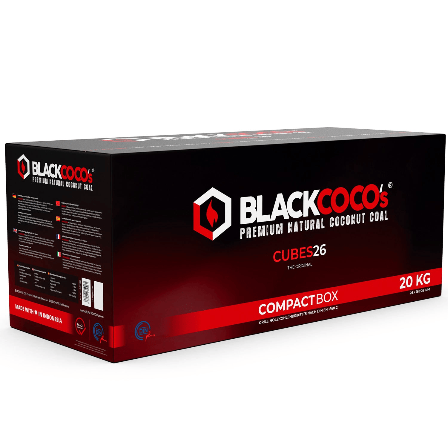 - Black Coco's CUBES26 Compactbox 26 mm Nargile Kömürü 20 kg – Kutusuz - Black Coco's