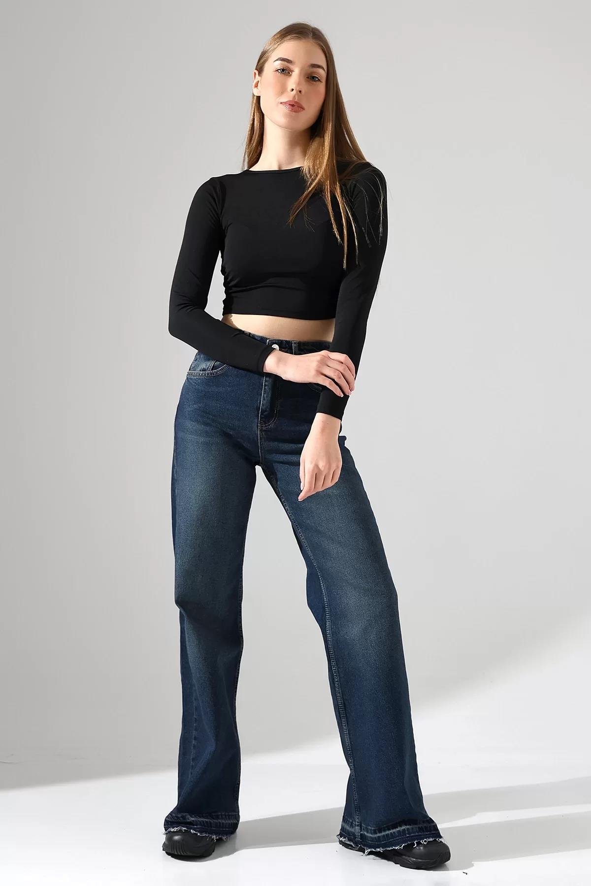 Paça Detaylı Wide Leg Jean