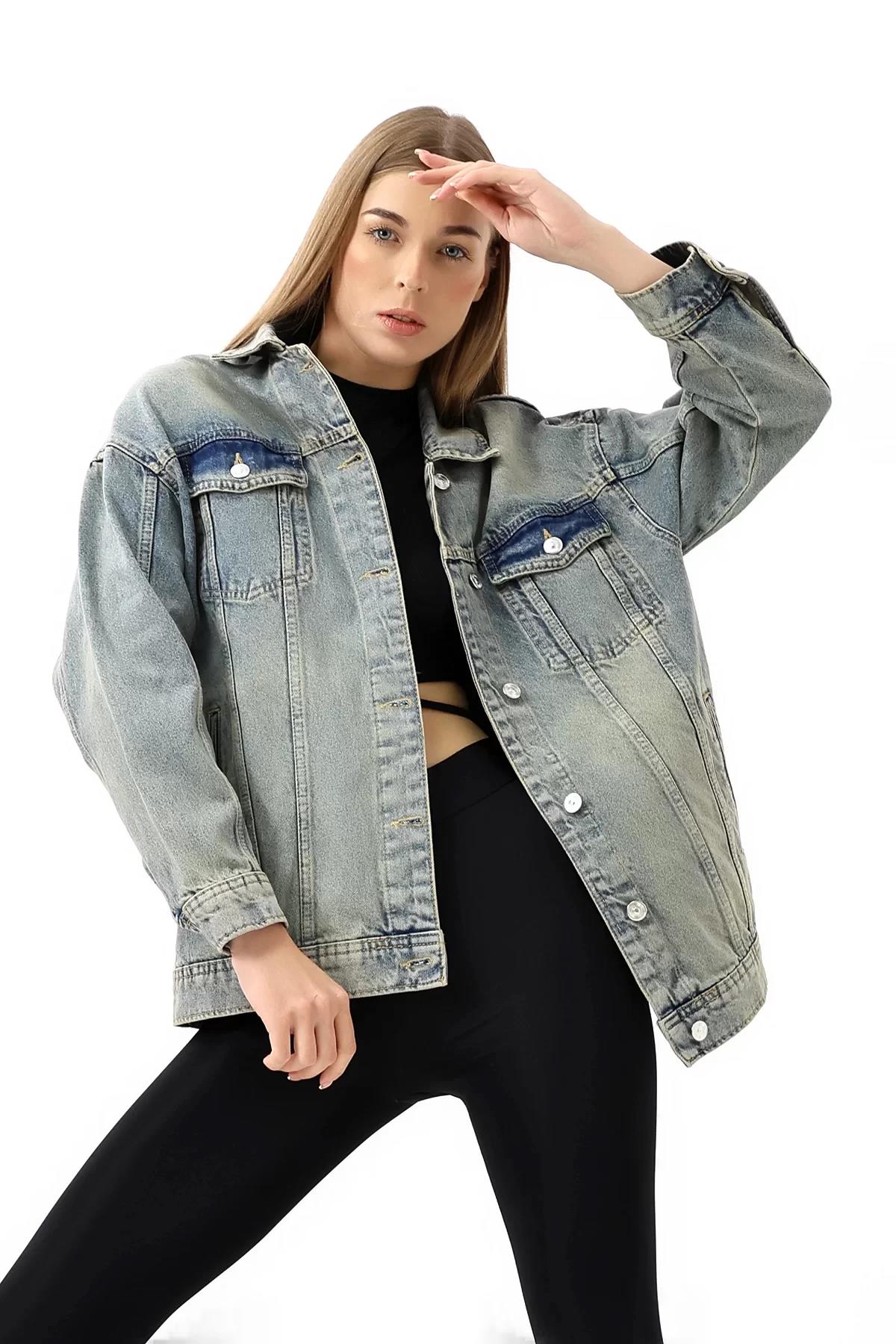 Tint Yıkamalı Oversize Denim Ceket