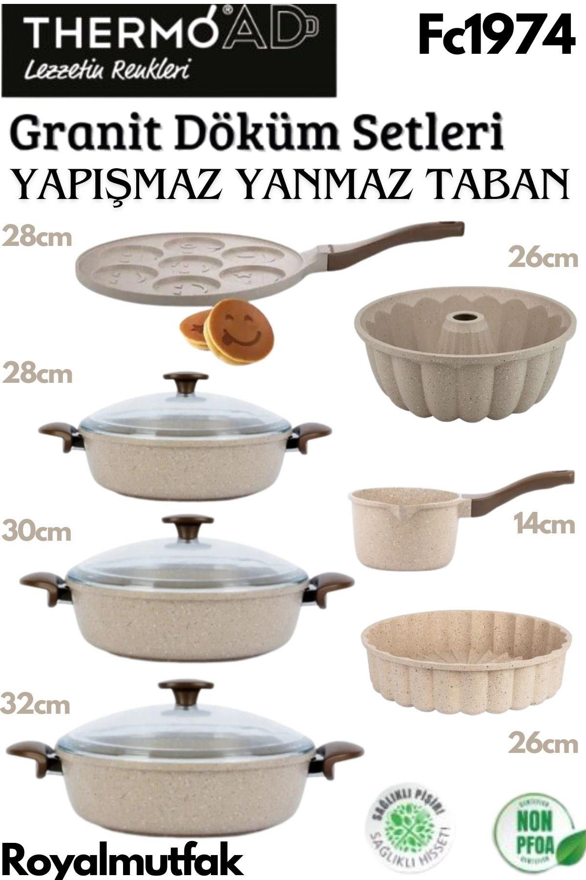 ThermoadThermoad 7'Li Vizon Set (28-30-32 Cm Karnıyarık Tencere-Kek Kalıbı-Tart Kalıbı-Sosluk&SütlükPankek T