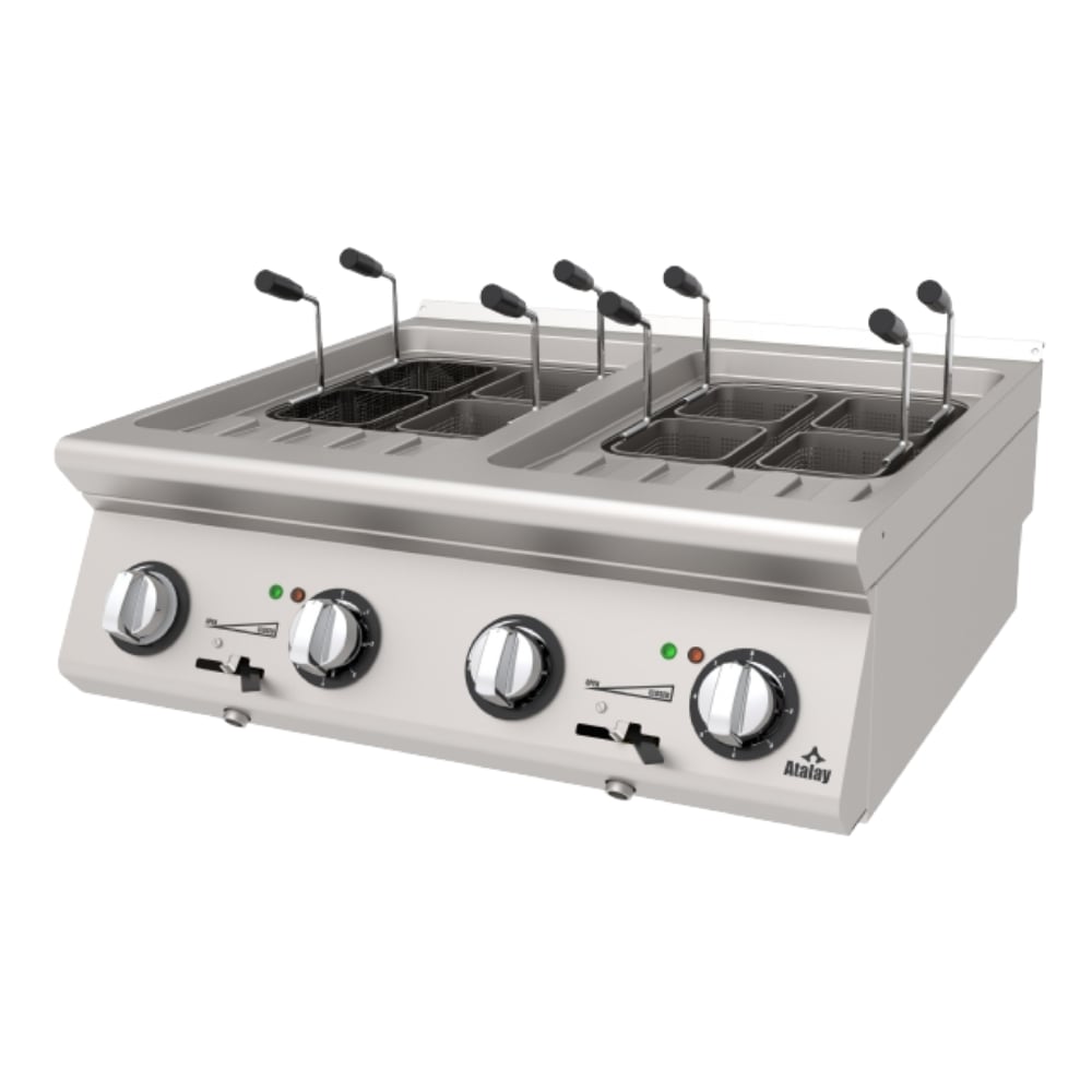Atalay Seri 730 AMP-873 Makarna Haşlama Makinesi (Elektrikli) | 4+4 Sepet, 10 kW, 380-415 V, Kilitli Boşaltma