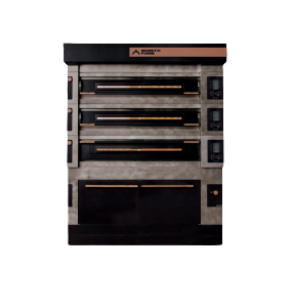 Moretti Forni S125EI-221616-P – Icon Serisi | 1x22 cm + 2x16 cm Taş Tabanlı Katlı Fırın (Buharlı, Mayalandırmalı)