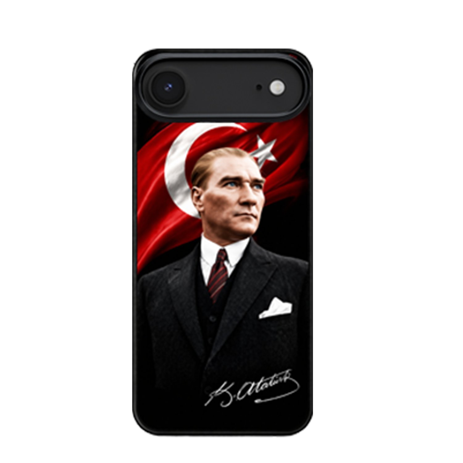 iPhone Atatürk ve Bayrak Full Tasarım Baskılı Lansman İçi Kadife Kılıf