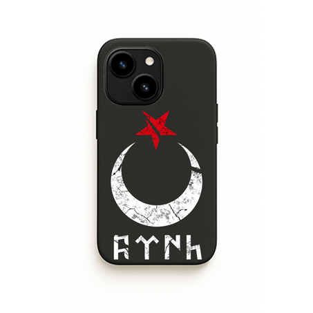 iPhone Göktürk Türk Sembollü Kılıfı Ay Yıldız Baskılı Kadife İç Yüzey