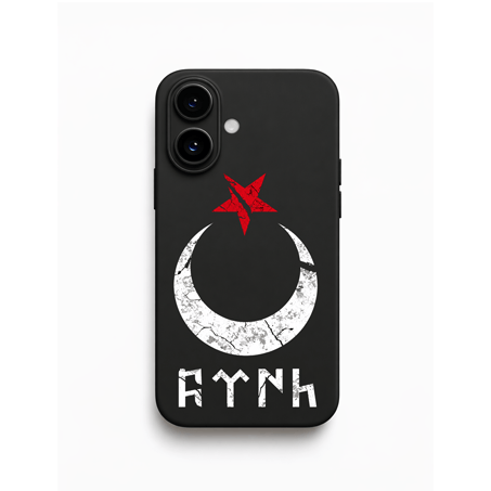iPhone Göktürk Türk Sembollü Kılıfı Ay Yıldız Baskılı Kadife İç Yüzey