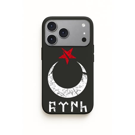 iPhone Göktürk Türk Sembollü Kılıfı Ay Yıldız Baskılı Kadife İç Yüzey
