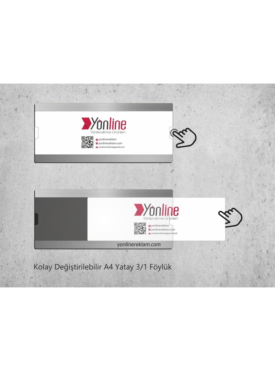 Kapı ve Duvar Tipi Kolay Değiştirilebilir A4 1/3 Föylük Gümüş