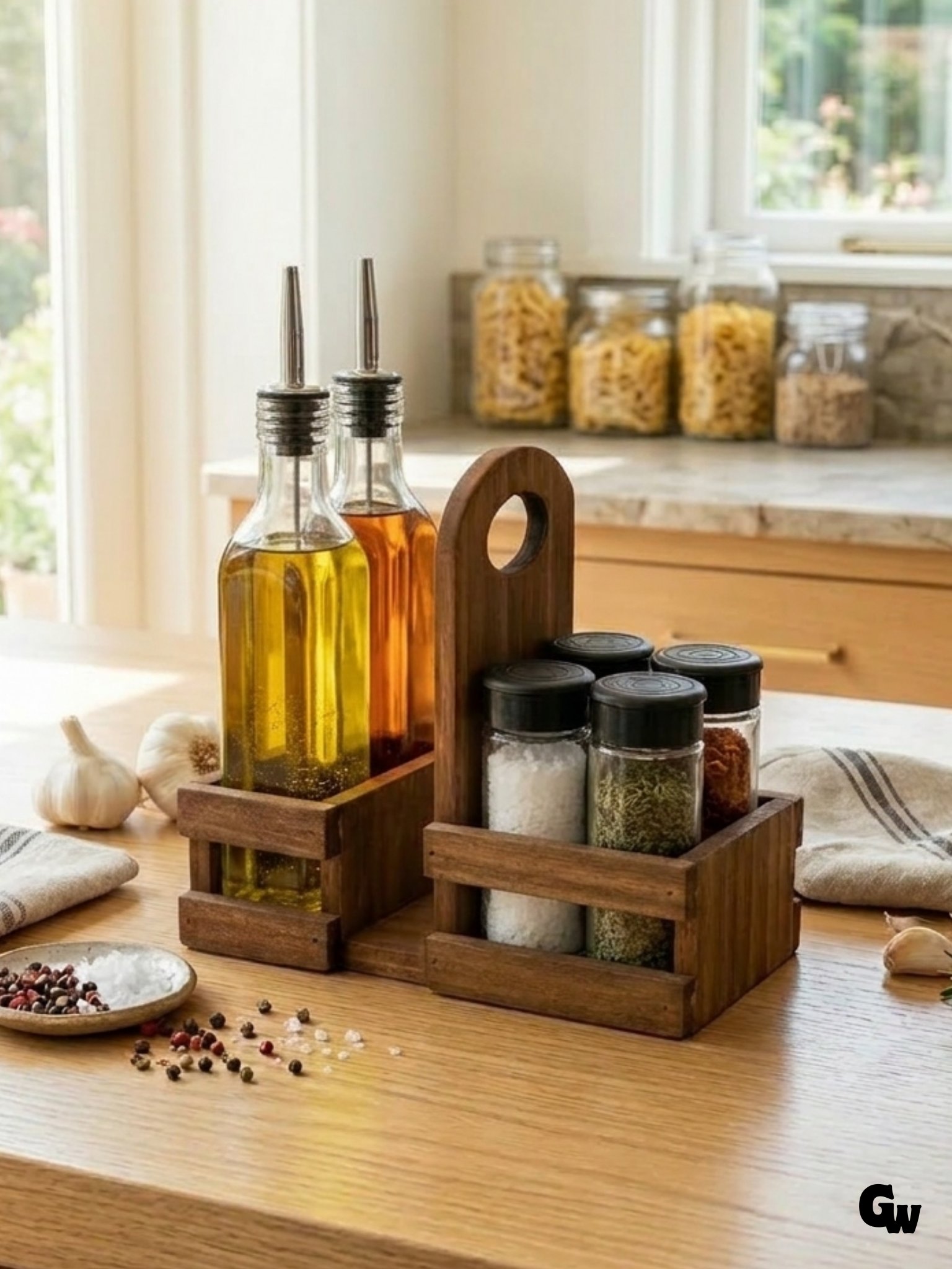 Ahşap Doğal Baharatlık Yağdanlık ve Peçetelik Takımı Kare(SET)(IHLAMUR - KAVAK)(CEVİZ)