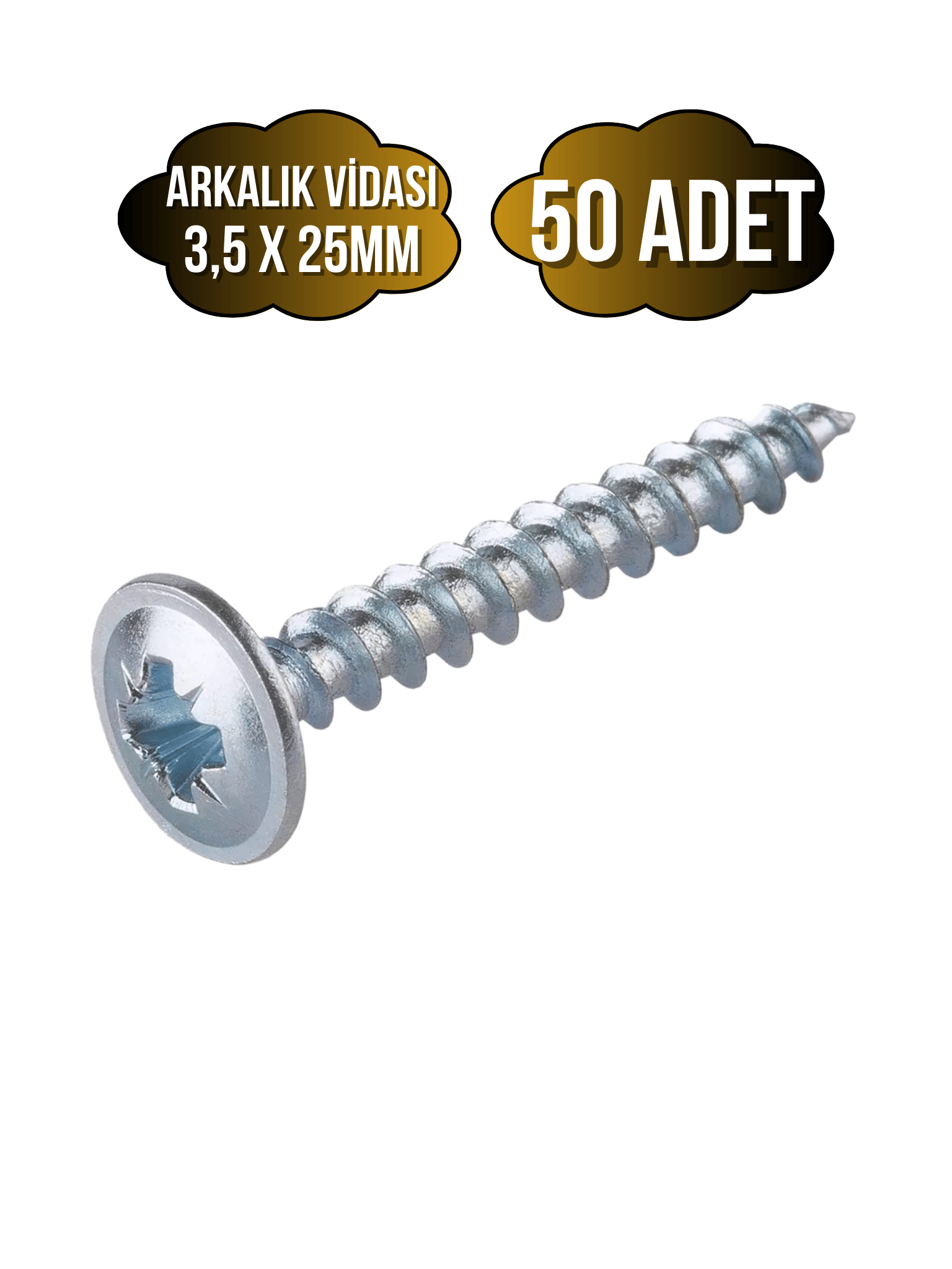 Arkalık Vidası 3,5x25mm Pullu Çinko Ahşap MDF Arkalık Montaj Vidası(3,5X25MM)
