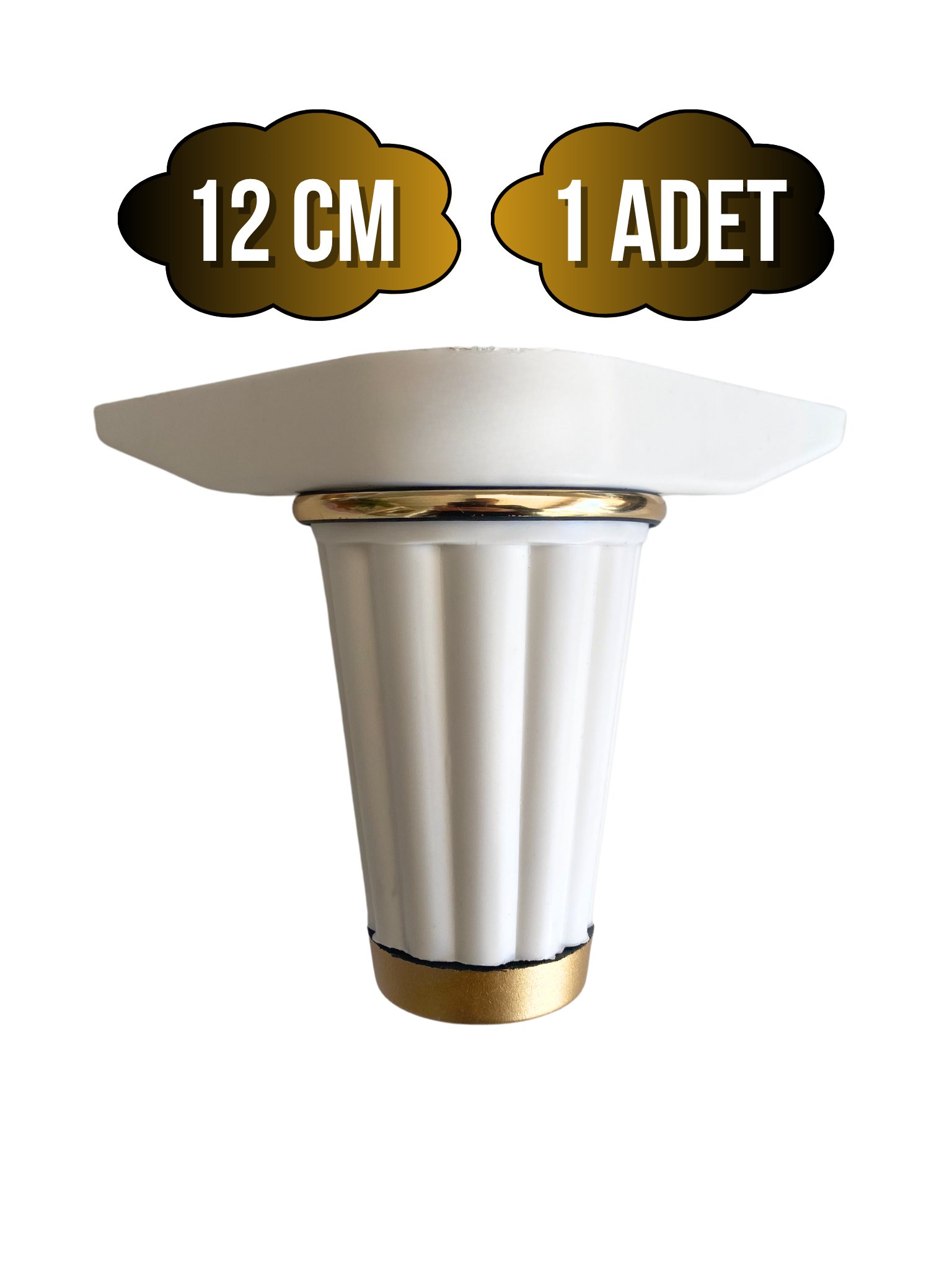 Babil 12cm Plastik Ayak Mobilya Masa ve Dolap Ayağı(12CM)(BEYAZ - ALTIN)