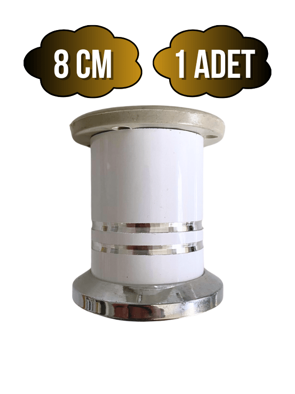 Düz Şeritli 8cm Alüminyum Ayak Mobilya Masa ve Dolap Ayağı(BEYAZ)(8CM)
